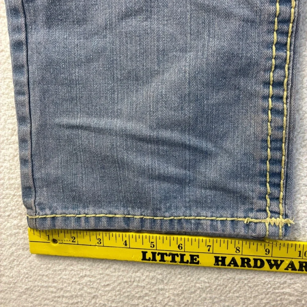 Vintage True Religion Billy Super T Jeans Mens 40x33 Grey Distressed‎ Y2K